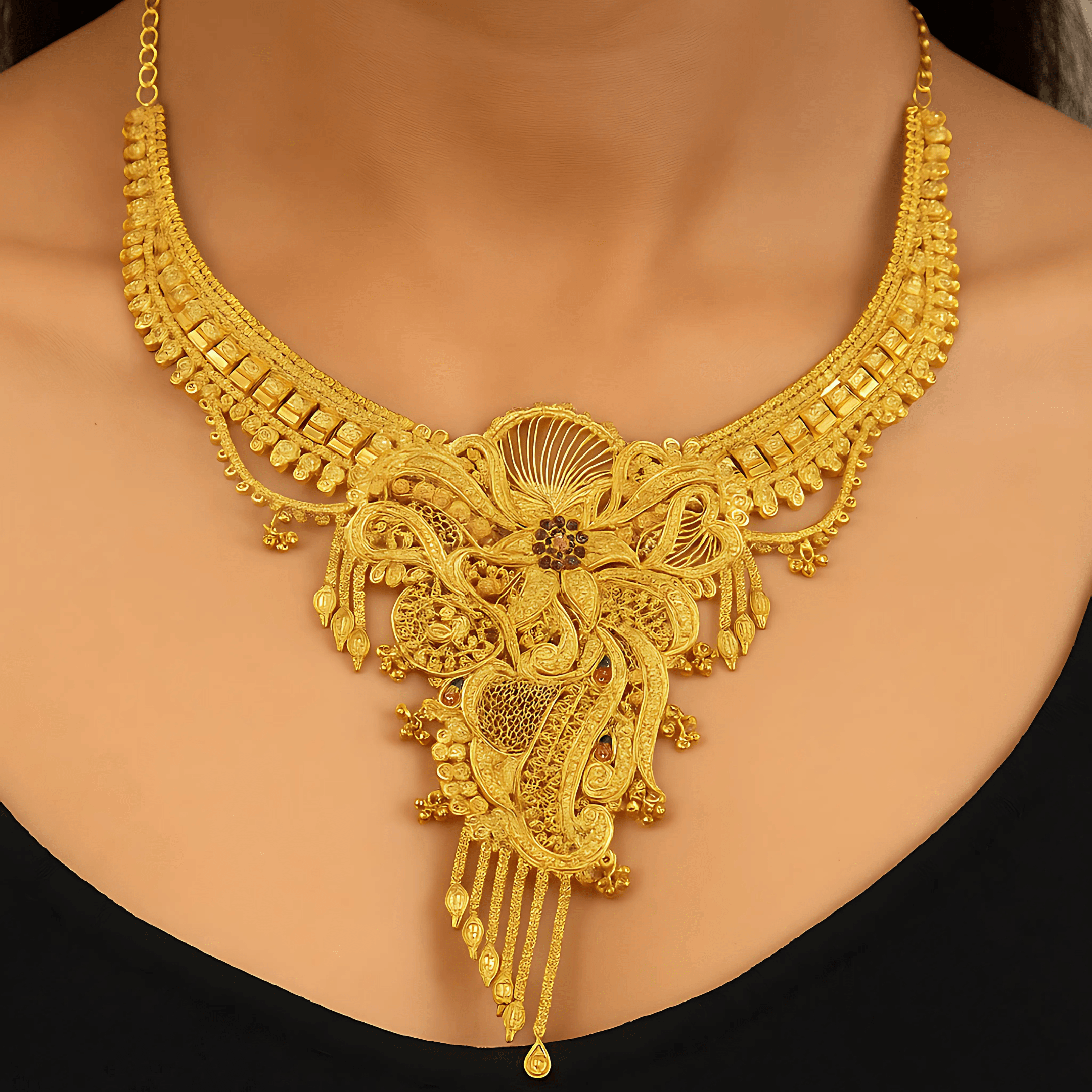 Royal Heritage Filigree Gold Necklace Set - Image 2